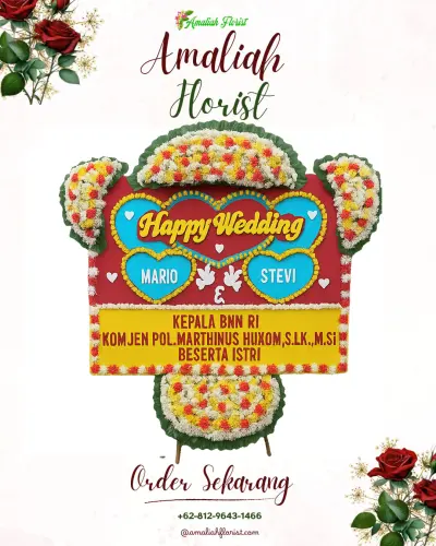 Karangan Papan Bunga Pernikahan di Tegak